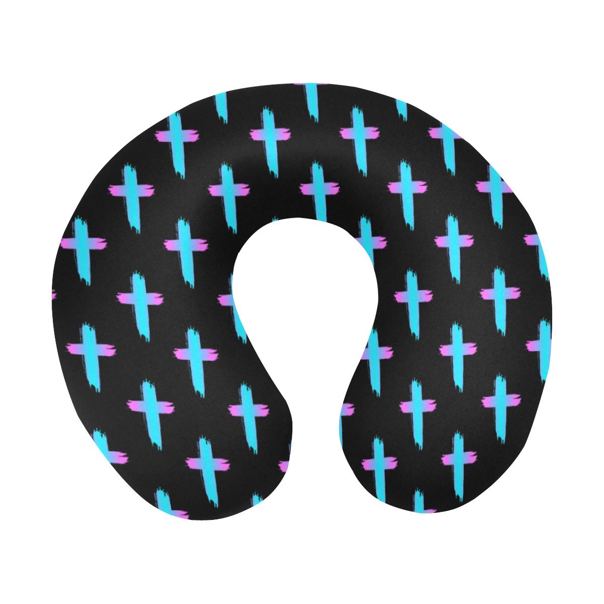 Christian Cross neon Pattern U-Shaped Travel Neck Pillow-JTAMIGO.COM