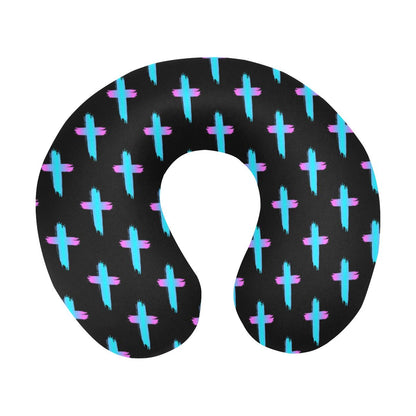 Christian Cross neon Pattern U-Shaped Travel Neck Pillow-JTAMIGO.COM