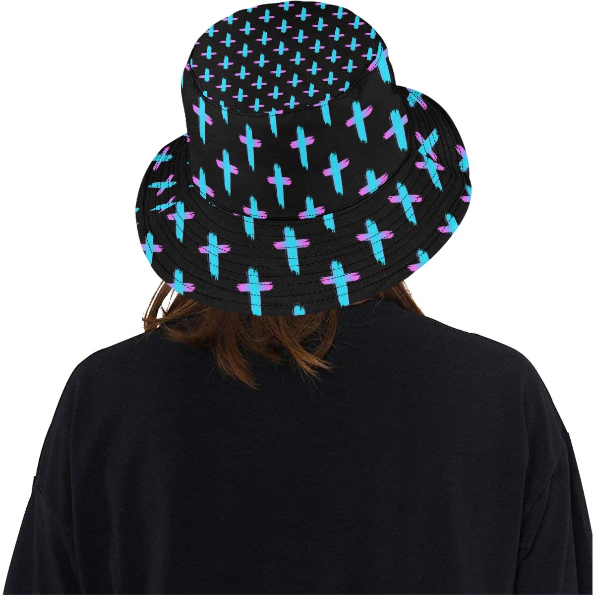 Christian Cross neon Pattern Unisex Bucket Hat
