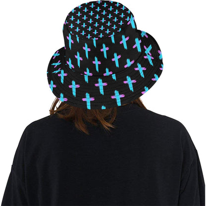 Christian Cross neon Pattern Unisex Bucket Hat