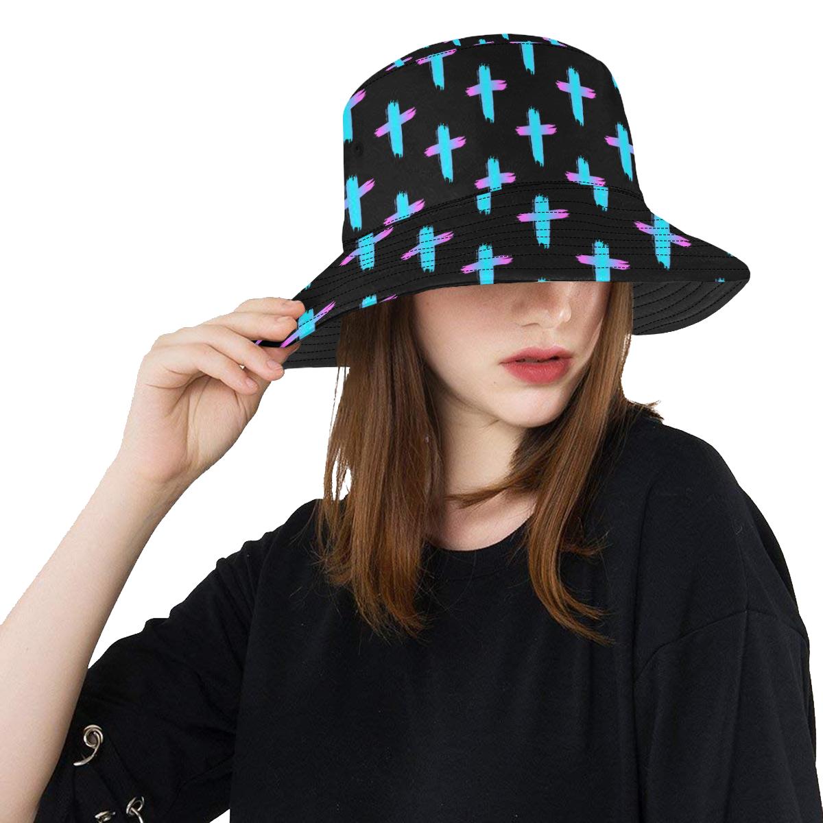 Christian Cross neon Pattern Unisex Bucket Hat