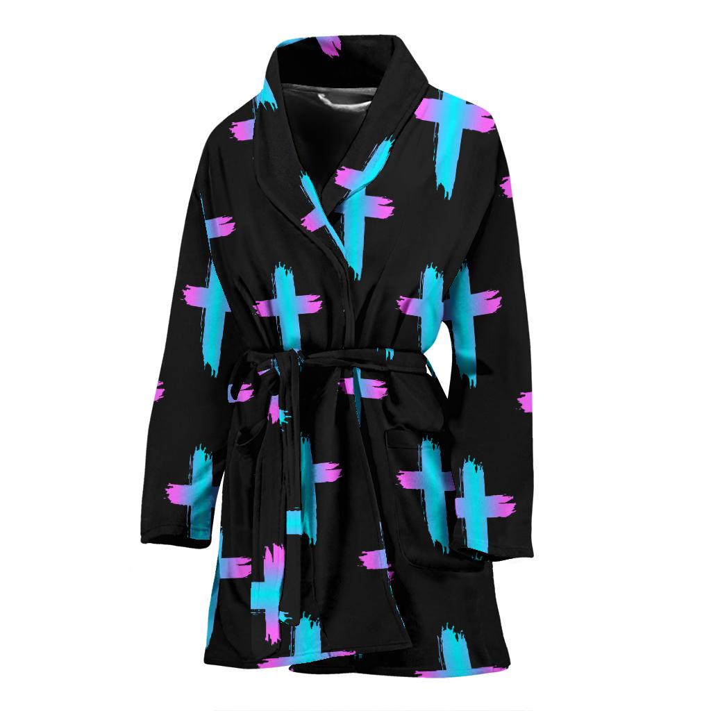 Christian Cross neon Pattern Women Bath Robe-JTAMIGO.COM