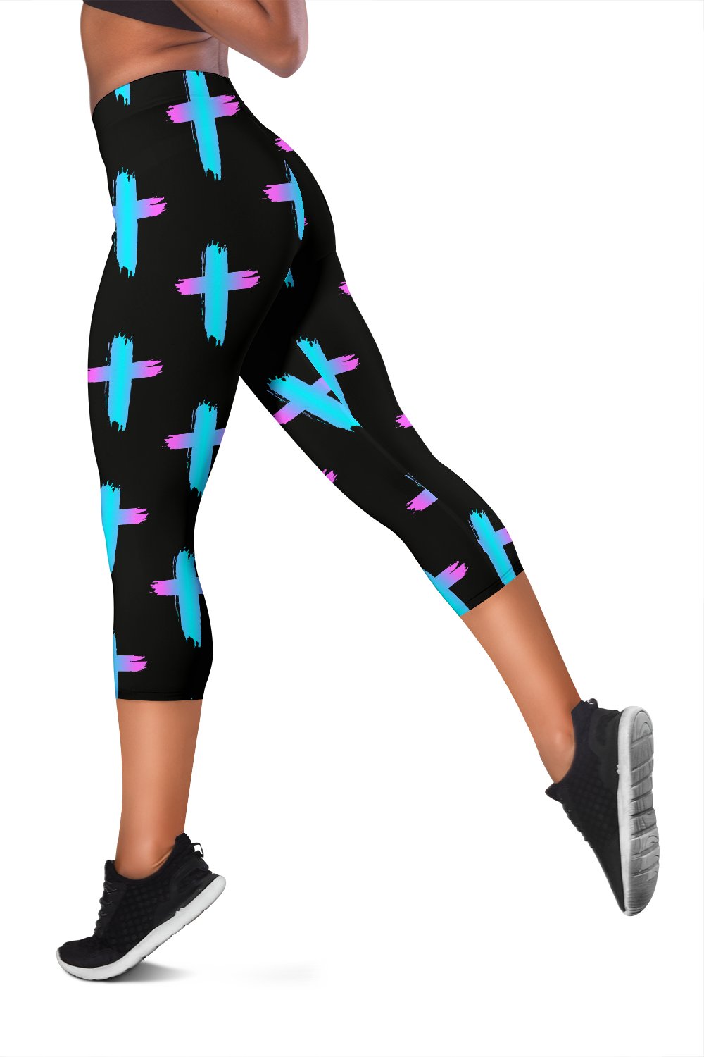 Christian Cross neon Pattern Women Capris