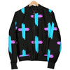 Christian Cross Neon Pattern Women Casual Bomber Jacket