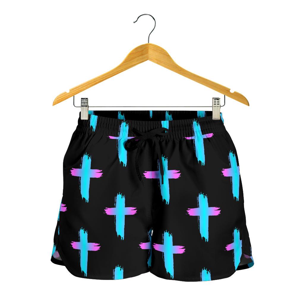 Christian Cross neon Pattern Women Shorts-JTAMIGO.COM