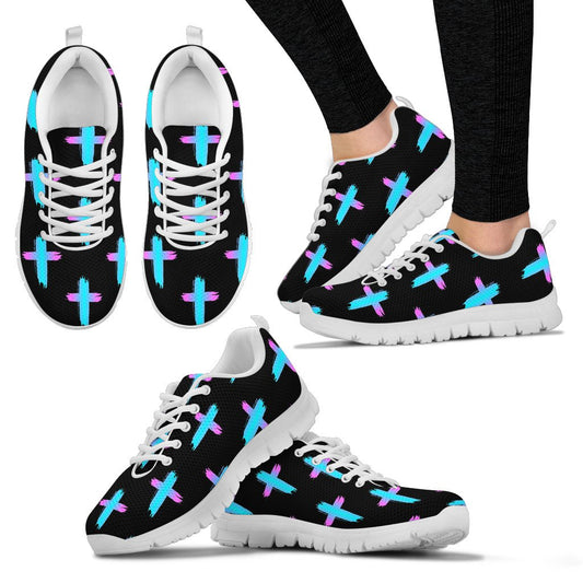 Christian Cross neon Pattern Women Sneakers Shoes