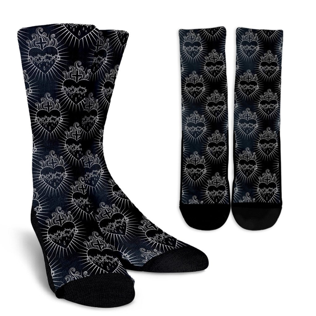 Christian Heart Tattoo Style Crew Socks