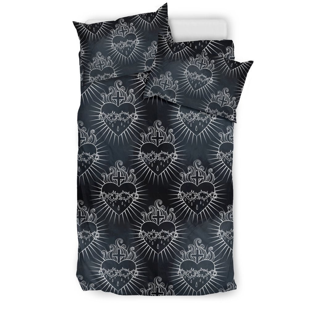 Christian Heart Tattoo Style Duvet Cover Bedding Set