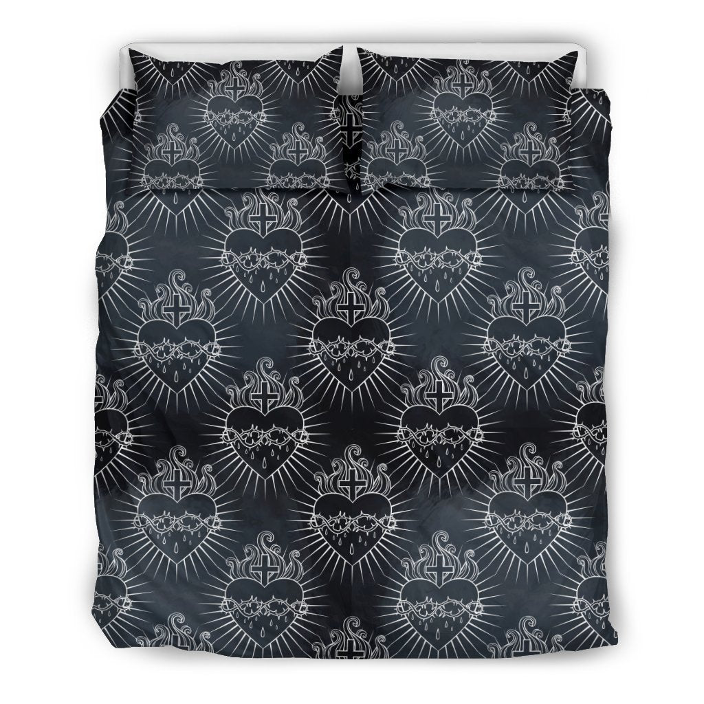 Christian Heart Tattoo Style Duvet Cover Bedding Set