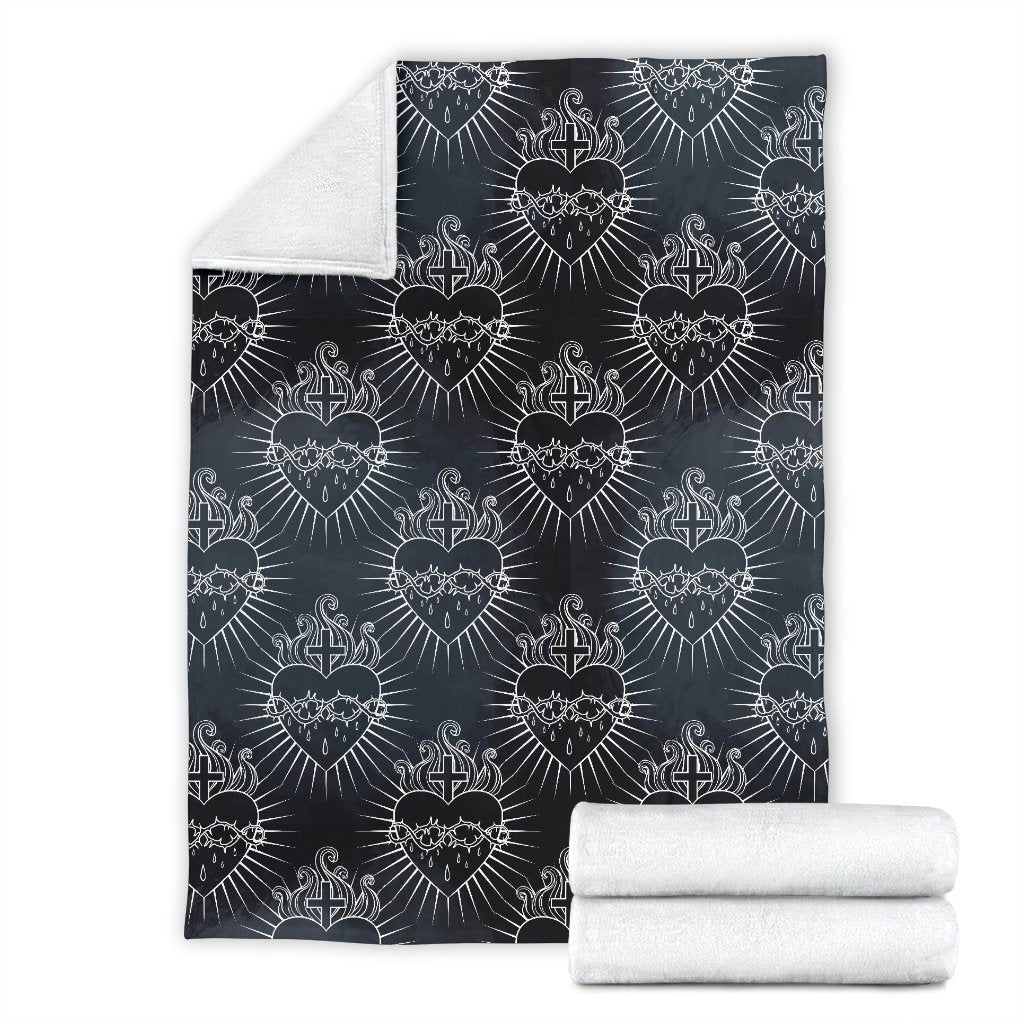 Christian Heart Tattoo Style Fleece Blanket