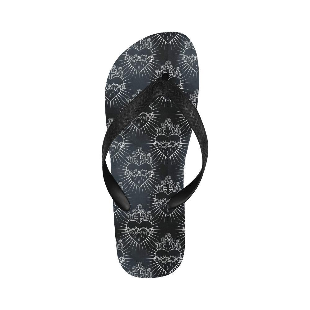 Christian Heart Tattoo Style Flip Flops-JTAMIGO.COM