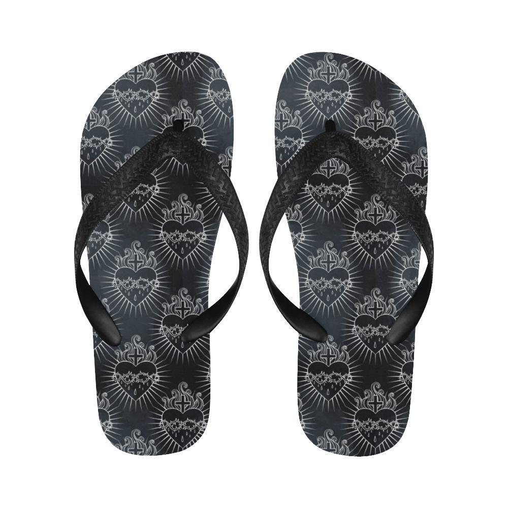 Christian Heart Tattoo Style Flip Flops-JTAMIGO.COM