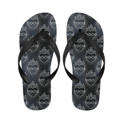 Christian Heart Tattoo Style Flip Flops-JTAMIGO.COM