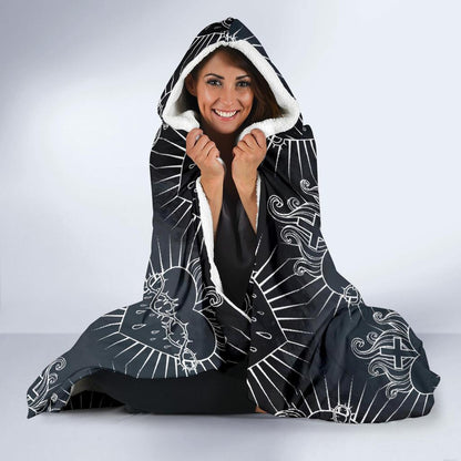 Christian Heart Tattoo Style Hooded Blanket-JTAMIGO.COM