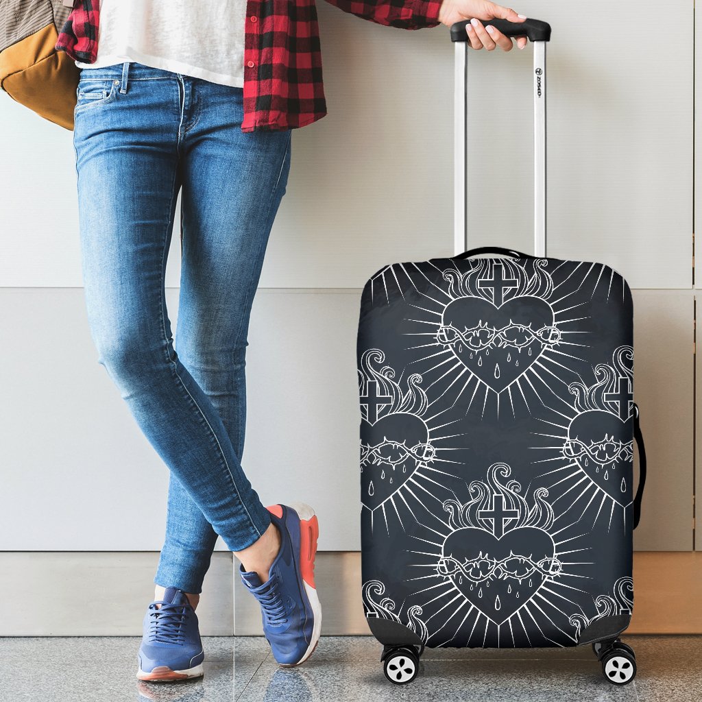 Christian Heart Tattoo Style Luggage Cover Protector