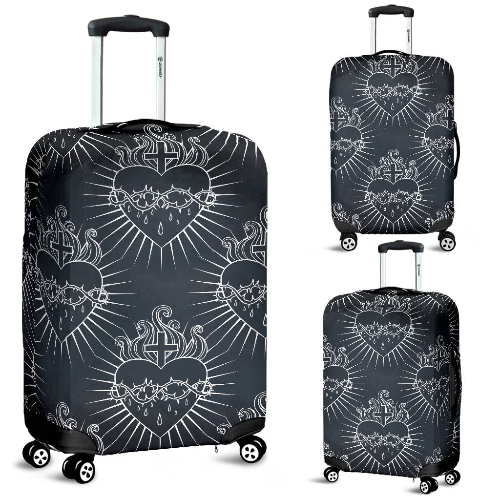 Christian Heart Tattoo Style Luggage Cover Protector