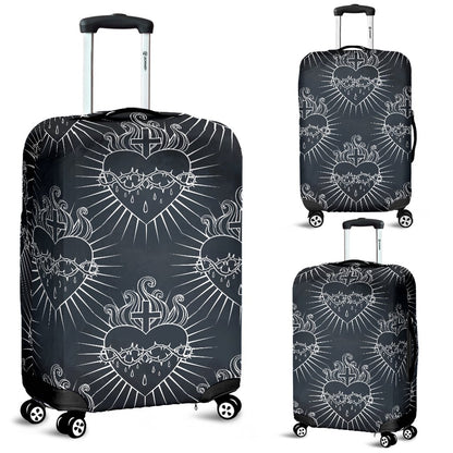 Christian Heart Tattoo Style Luggage Cover Protector