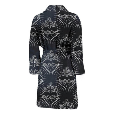 Christian Heart Tattoo Style Men Bath Robe-JTAMIGO.COM