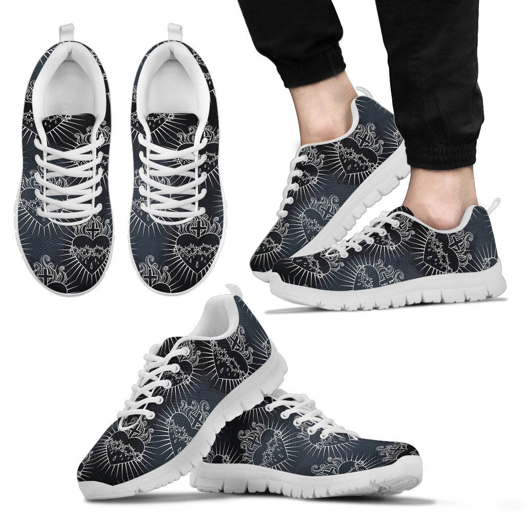 Christian Heart Tattoo Style Men Sneakers Shoes