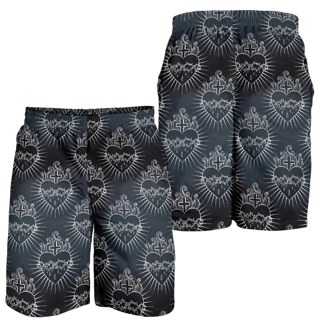 Christian Heart Tattoo Style Mens Shorts-JTAMIGO.COM