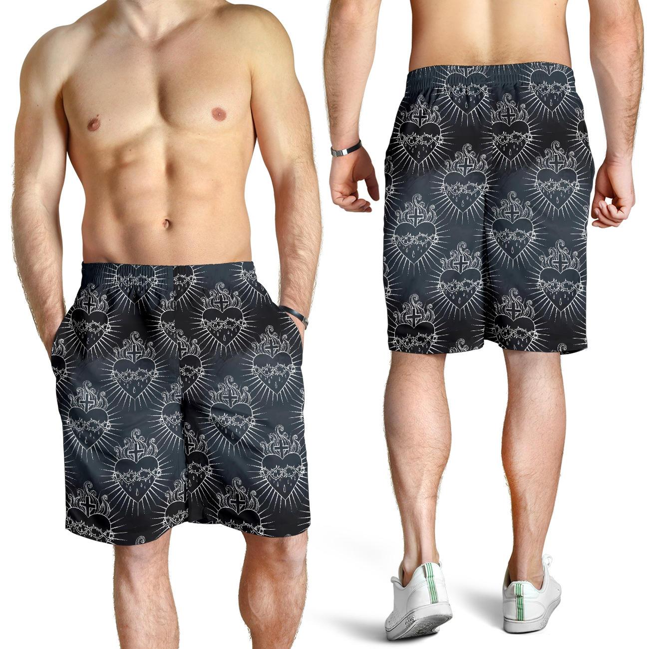 Christian Heart Tattoo Style Mens Shorts-JTAMIGO.COM