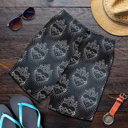 Christian Heart Tattoo Style Mens Shorts-JTAMIGO.COM