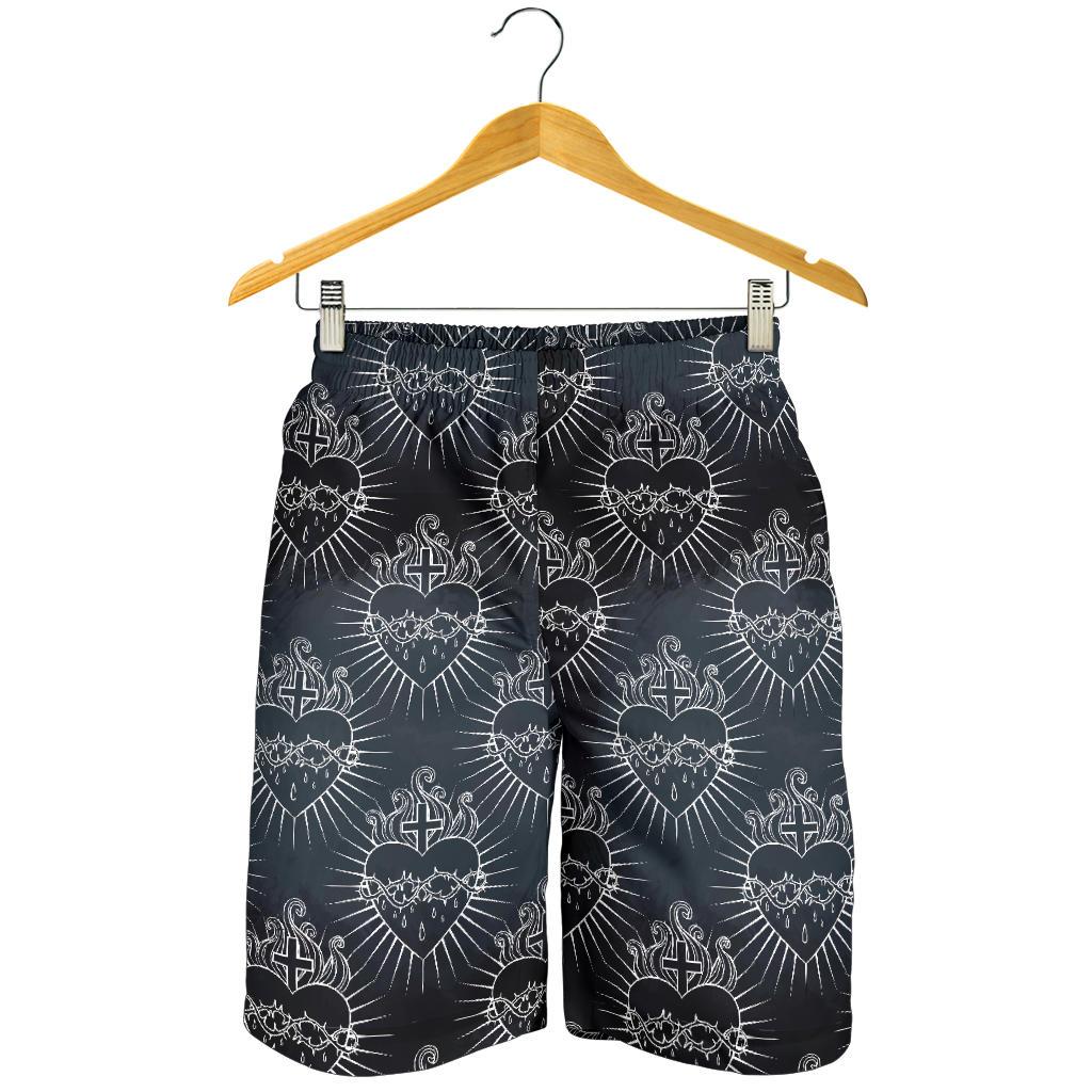 Christian Heart Tattoo Style Mens Shorts-JTAMIGO.COM