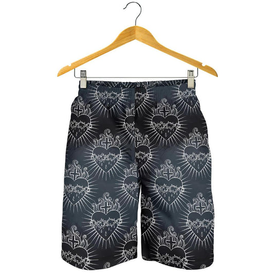 Christian Heart Tattoo Style Mens Shorts-JTAMIGO.COM