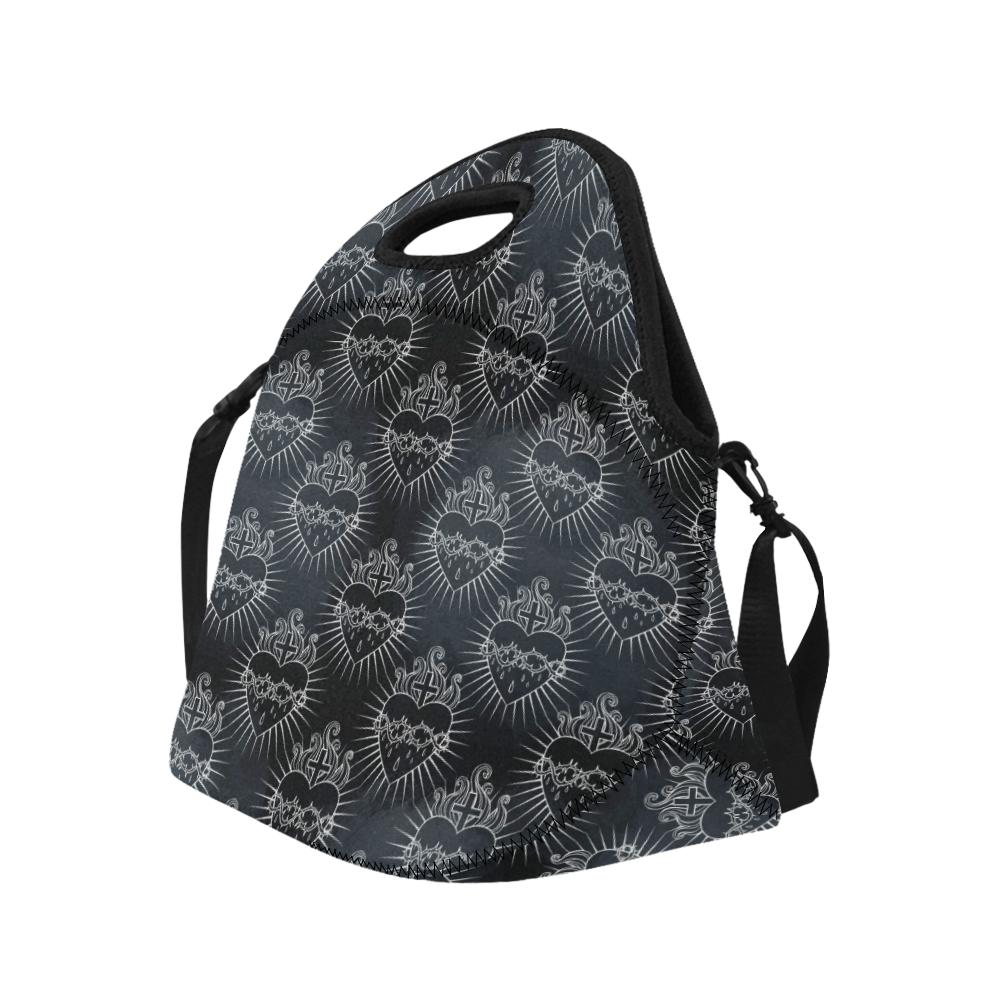 Christian Heart Tattoo Style Neoprene Lunch Bag (Model 1669)(Large)-JTAMIGO.COM
