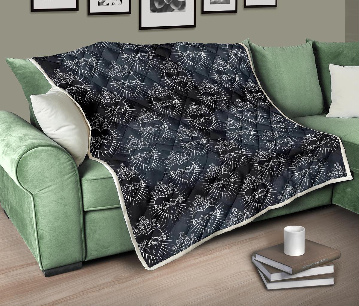Christian Heart Tattoo Style Premium Quilt-JTAMIGO.COM