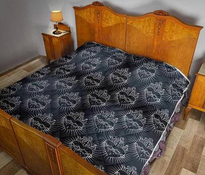 Christian Heart Tattoo Style Premium Quilt-JTAMIGO.COM