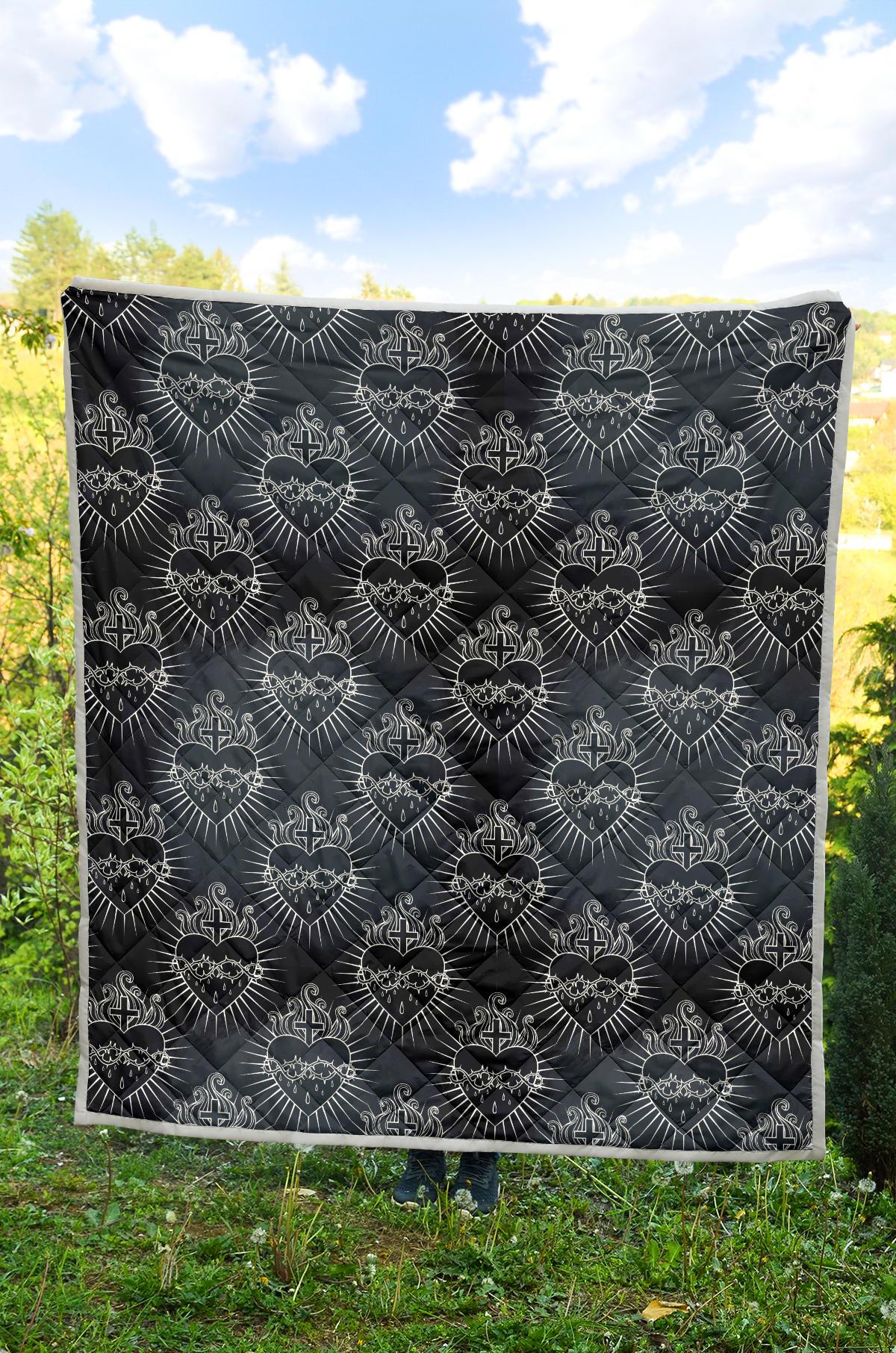 Christian Heart Tattoo Style Premium Quilt-JTAMIGO.COM
