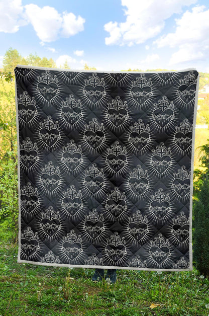 Christian Heart Tattoo Style Premium Quilt-JTAMIGO.COM