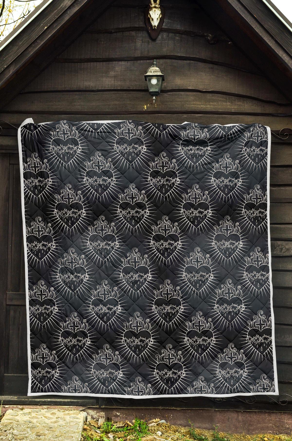 Christian Heart Tattoo Style Premium Quilt-JTAMIGO.COM