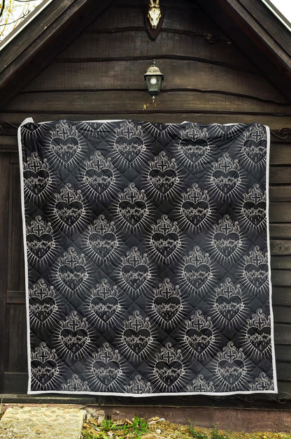 Christian Heart Tattoo Style Premium Quilt-JTAMIGO.COM