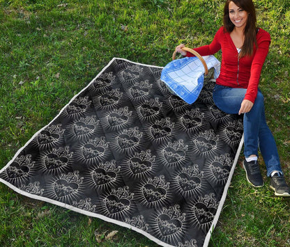 Christian Heart Tattoo Style Premium Quilt-JTAMIGO.COM