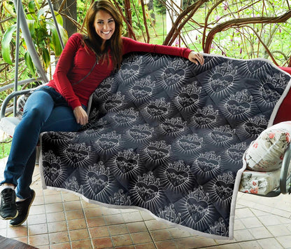 Christian Heart Tattoo Style Premium Quilt-JTAMIGO.COM