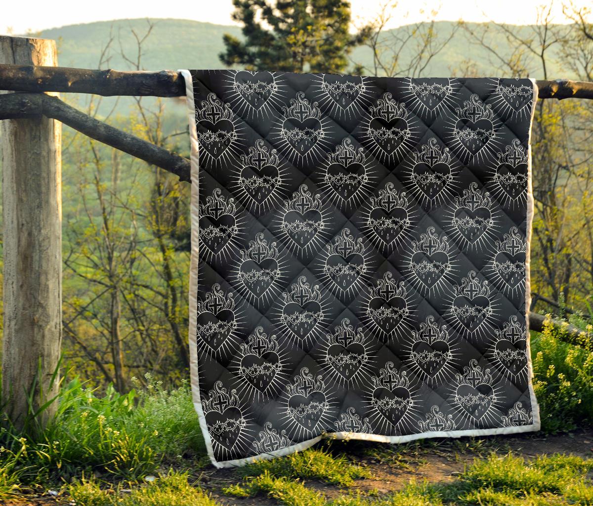Christian Heart Tattoo Style Premium Quilt-JTAMIGO.COM