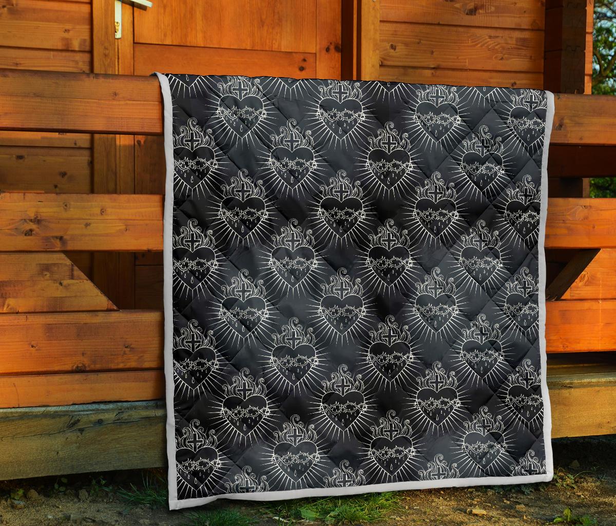 Christian Heart Tattoo Style Premium Quilt-JTAMIGO.COM