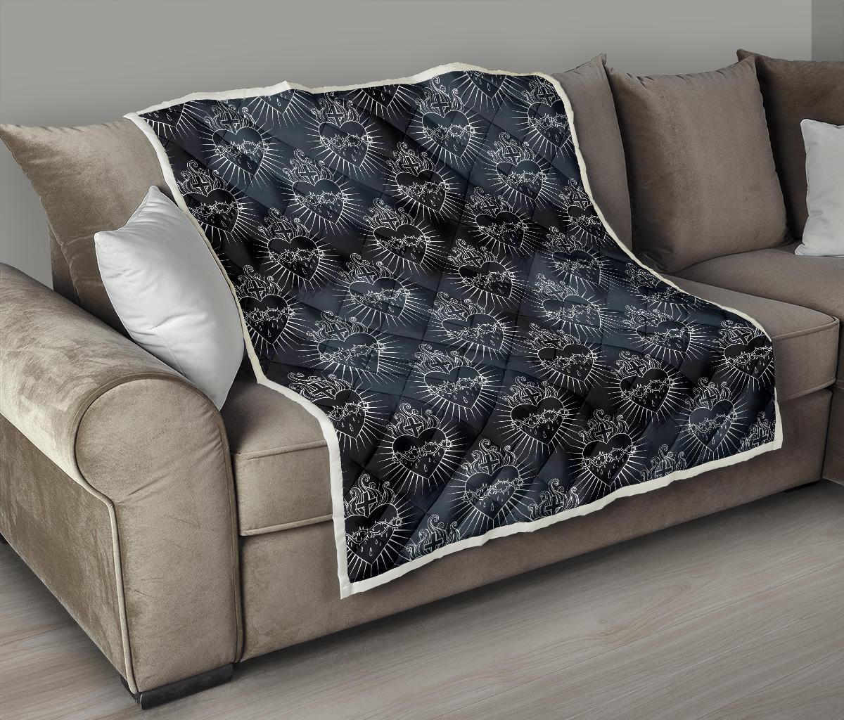 Christian Heart Tattoo Style Premium Quilt-JTAMIGO.COM