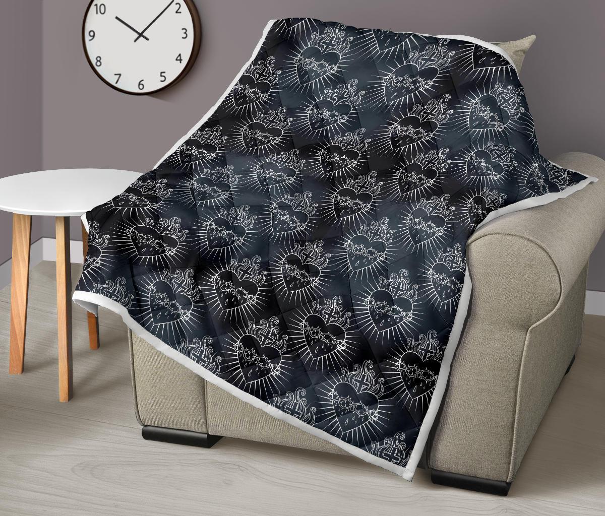 Christian Heart Tattoo Style Premium Quilt-JTAMIGO.COM