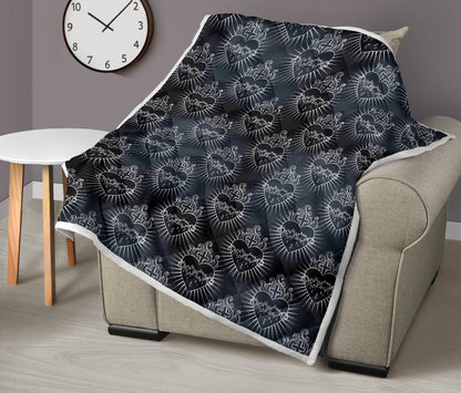 Christian Heart Tattoo Style Premium Quilt-JTAMIGO.COM