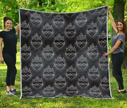 Christian Heart Tattoo Style Premium Quilt-JTAMIGO.COM