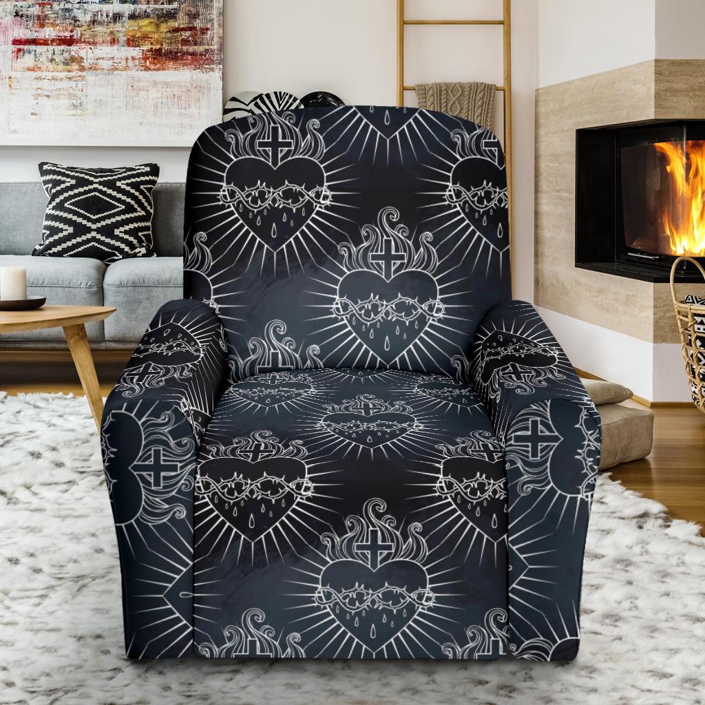 Christian Heart Tattoo Style Single Sofa Slipcover -JTAMIGO.COM
