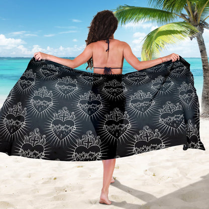 Christian Heart Tattoo Style Sarong Pareo Wrap