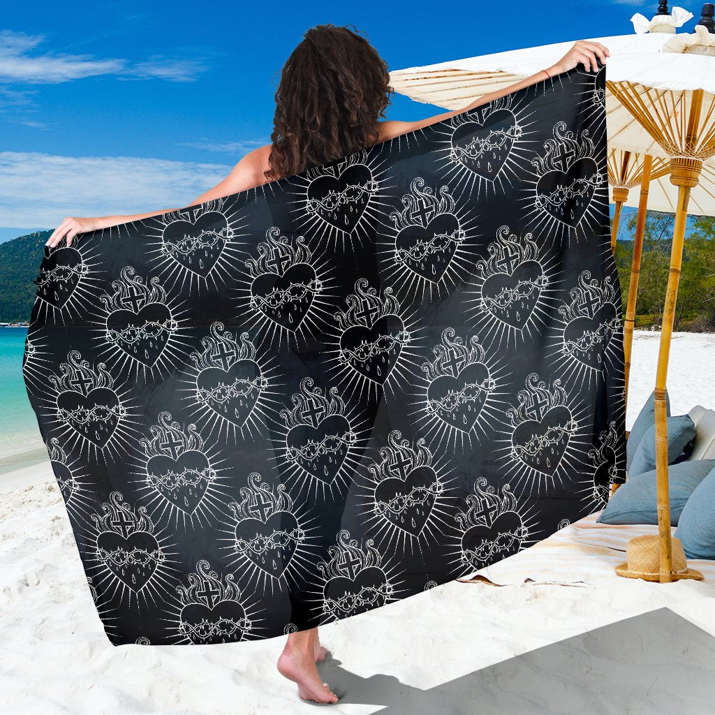 Christian Heart Tattoo Style Sarong Pareo Wrap