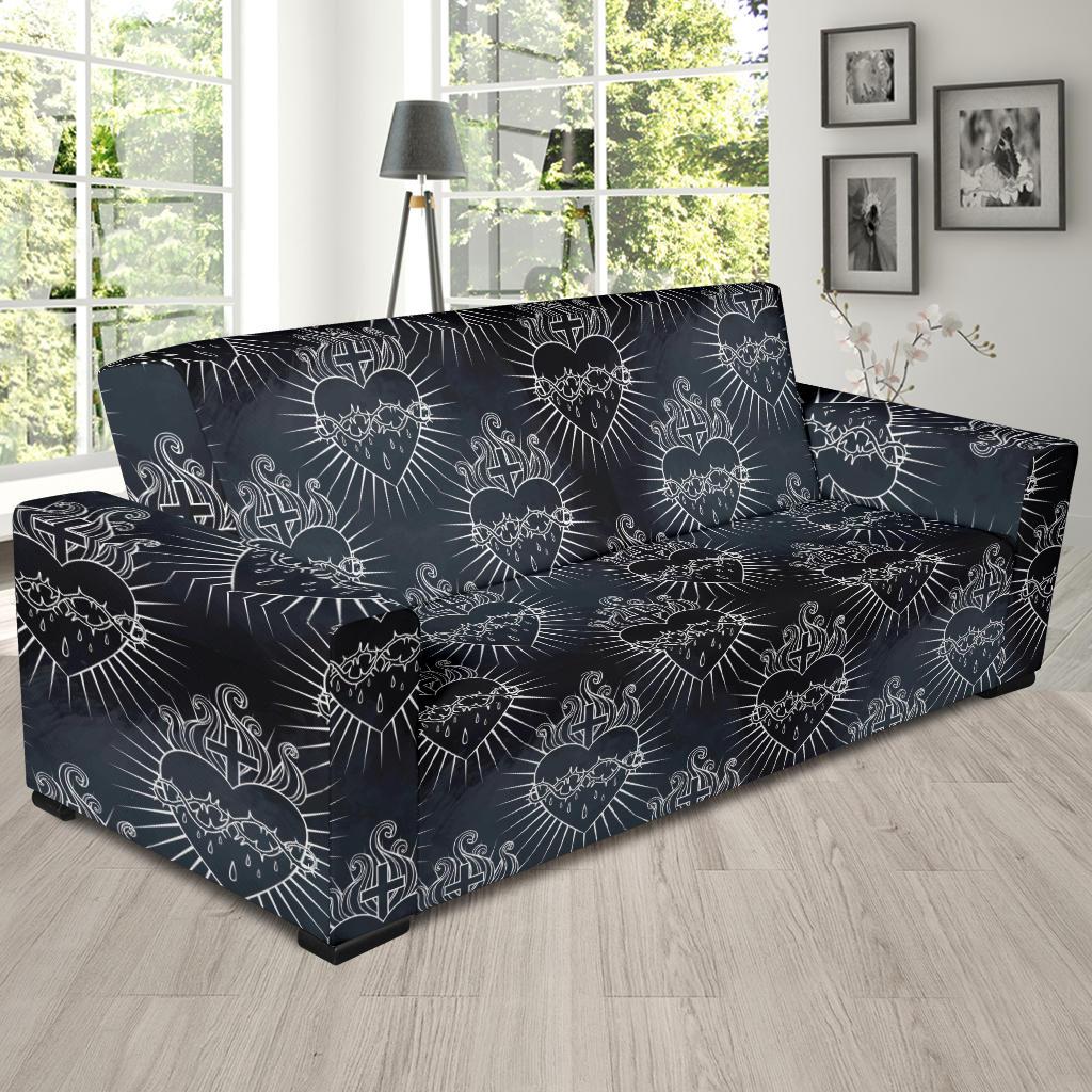 Christian Heart Tattoo Style Sofa Slipcover-JTAMIGO.COM