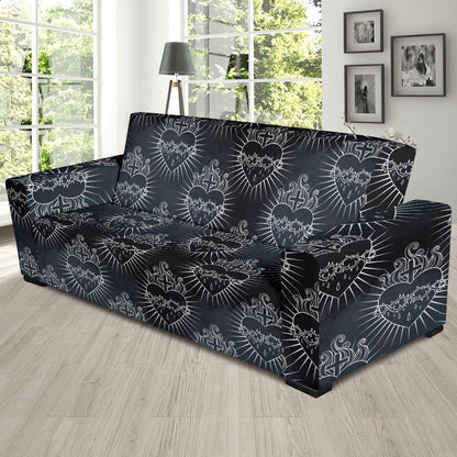 Christian Heart Tattoo Style Sofa Slipcover-JTAMIGO.COM
