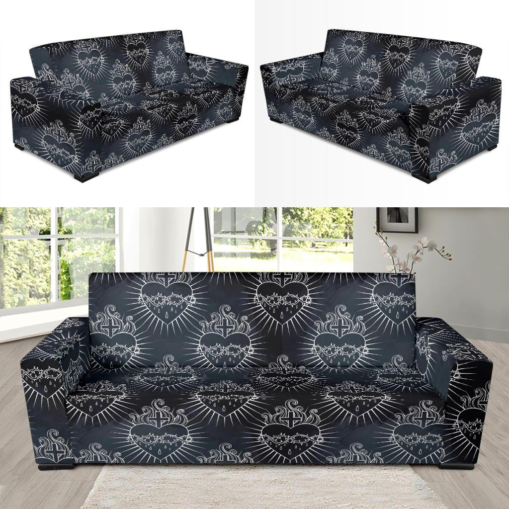 Christian Heart Tattoo Style Sofa Slipcover-JTAMIGO.COM