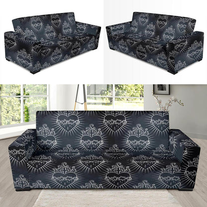 Christian Heart Tattoo Style Sofa Slipcover-JTAMIGO.COM